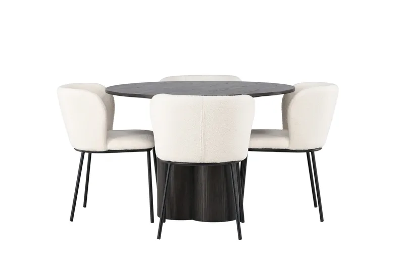 Olivia Matgruppe 110 cm Rund med 4 Edina Stole, Mocca