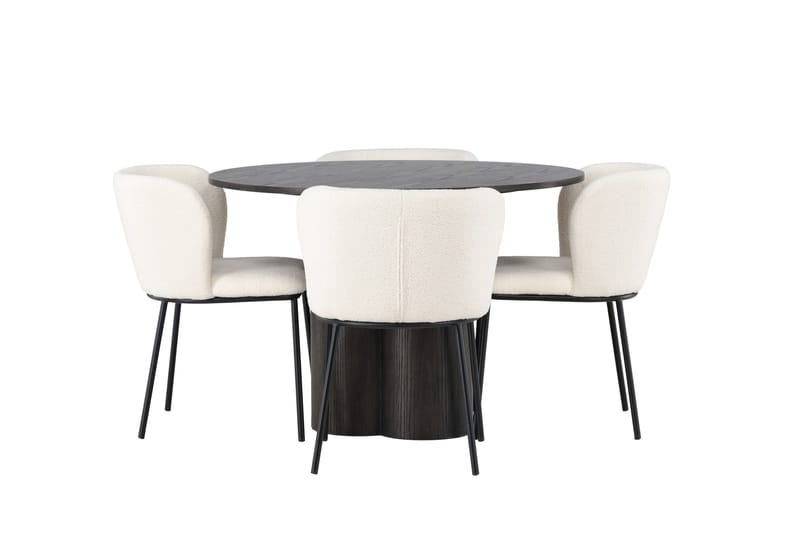 Olivia Matgruppe 110 cm Rund med 4 Edina Stole, Mocca