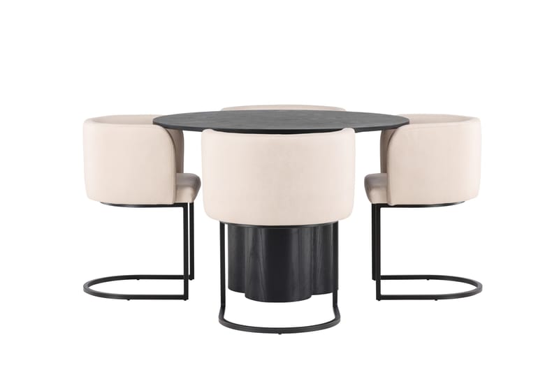 Olivia Matgruppe 110 cm Rund med 4 Simrishamn Stole, Beige