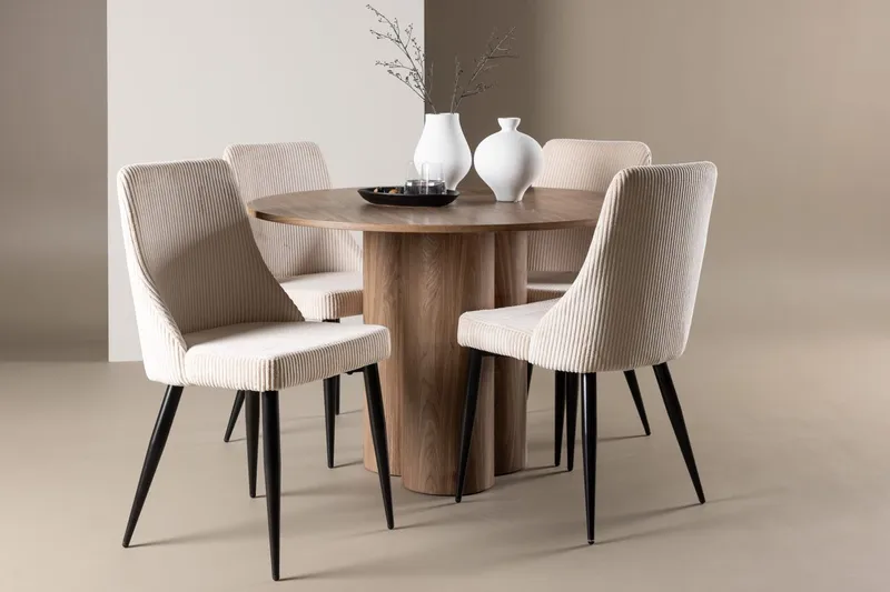 Olivia spisebord 110 cm med 4 Leone spisebordsstole