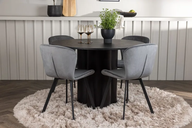 Olivia Spisebord 110 cm Rundt med 4 Lilja Spisestole