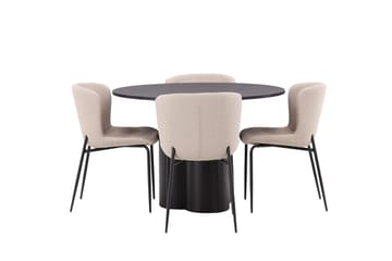 Olivia Spisebord 110 cm Rundt med 4 Modesto Spisebordsstole - Møbler - Borde - Spisebordssæt