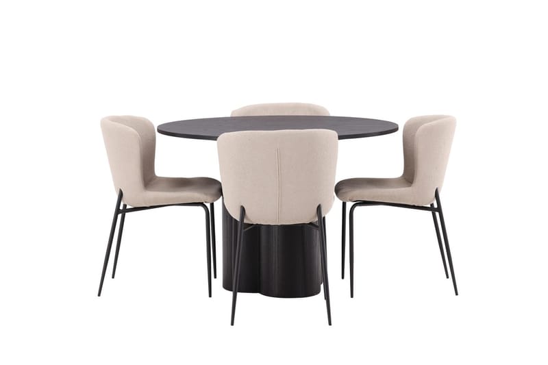 Olivia Spisebord 110 cm Rundt med 4 Modesto Spisebordsstole - Møbler - Borde - Spisebordssæt
