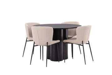 Olivia Spisebord 110 cm Rundt med 4 Modesto Spisebordsstole - Møbler - Borde - Spisebordssæt