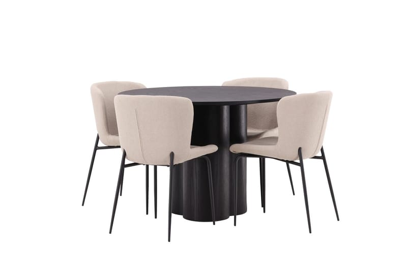 Olivia Spisebord 110 cm Rundt med 4 Modesto Spisebordsstole - Møbler - Borde - Spisebordssæt