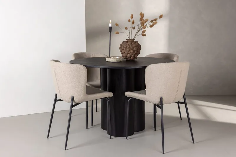 Olivia Spisebord 110 cm Rundt med 4 Modesto Spisebordsstole