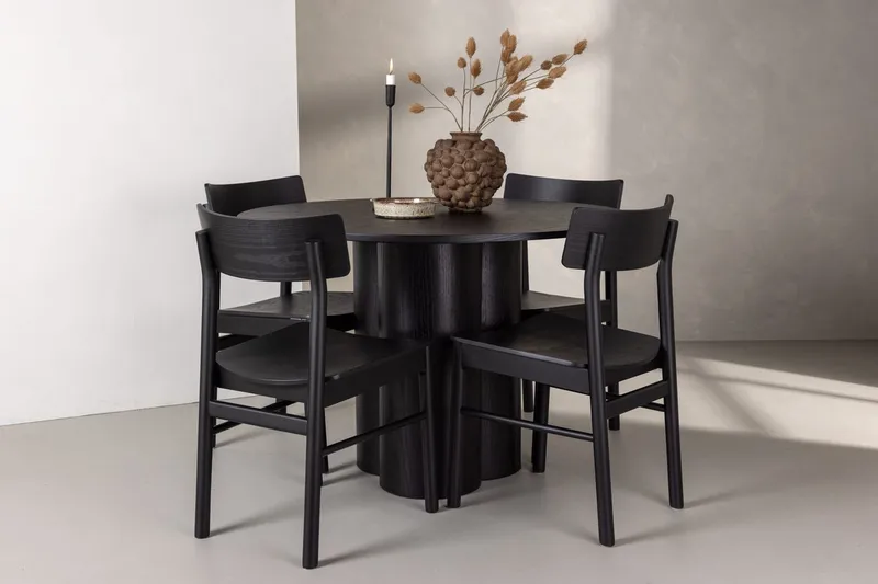 Olivia Spisebord 110 cm Rundt med 4 Montros Spisebordsstole