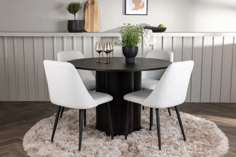 Olivia spisebord 110 cm rundt med 4 Night spisebordsstole