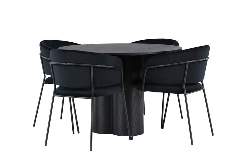 Olivia spisebord 110 cm rundt med 4 Selma spisebordsstole - Møbler - Borde - Spisebordssæt
