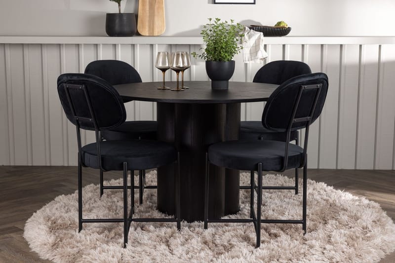 Olivia Spisebord 110 cm Rundt med 4 Stella Spisestole