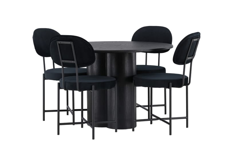 Olivia Spisebord 110 cm Rundt med 4 Stella Spisestole - Møbler - Borde - Spisebordssæt