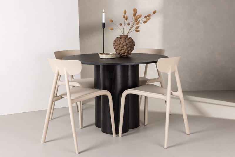 Olivia spisebord 110 cm rundt med 4 Ursholmen spisebordsstole