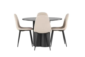 Olivia Spisebord 110 cm Rundt med 4 Polar Spisestole - Møbler - Borde - Spisebordssæt
