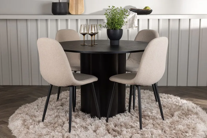 Olivia Spisebord 110 cm Rundt med 4 Polar Spisestole