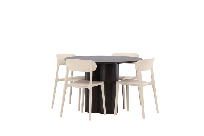 Olivia Spisebordssæt 110 cm Rund med 4 Åstol Stole - Beige - Møbler - Borde - Spisebordssæt