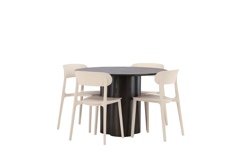 Olivia Spisebordssæt 110 cm Rund med 4 Åstol Stole - Beige - Møbler - Borde - Spisebordssæt