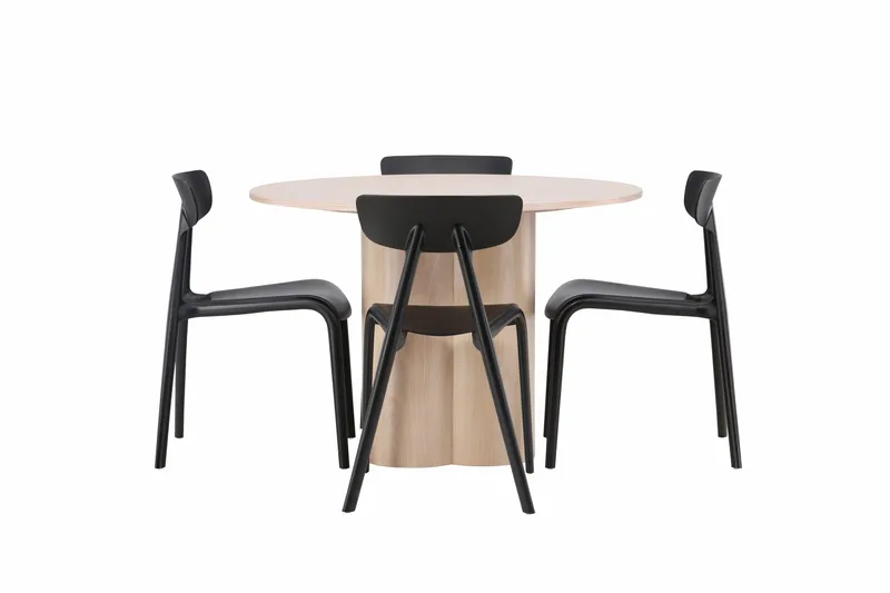 Olivia Spisebordssæt 110 cm Rund med 4 Ursholmen Stole - Whitewash - Møbler - Borde - Spisebordssæt