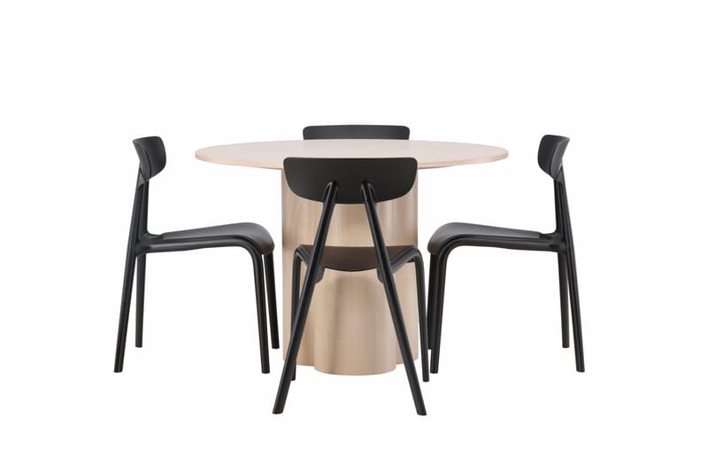 Olivia Spisebordssæt 110 cm Rund med 4 Ursholmen Stole, Whitewash