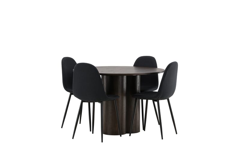 Olivia Spisebordssæt 110 cm Rund med 4 Polar Stole - Svart - Møbler - Borde - Spisebordssæt