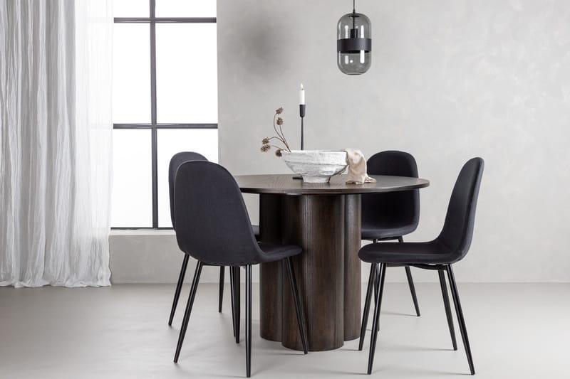 Olivia Spisebordssæt 110 cm Rund med 4 Polar Stole - Svart - Møbler - Borde - Spisebordssæt