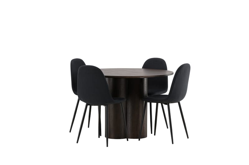Olivia Spisebordssæt 110 cm Rund med 4 Polar Stole - Svart - Møbler - Borde - Spisebordssæt