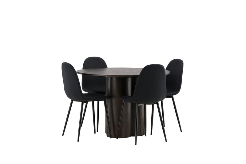 Olivia Spisebordssæt 110 cm Rund med 4 Polar Stole - Svart - Møbler - Borde - Spisebordssæt