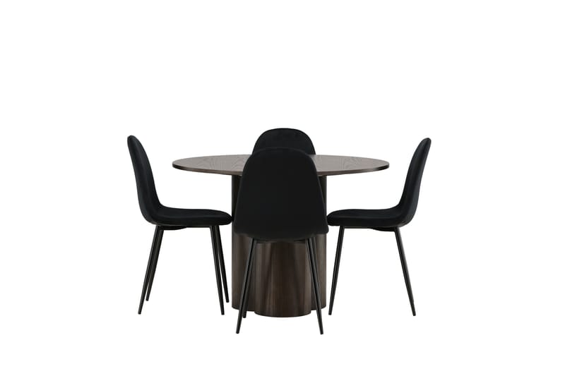 Olivia Spisebordssæt 110 cm Rund med 4 Polar Stole - Svart - Møbler - Borde - Spisebordssæt