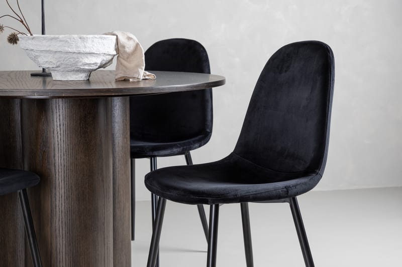 Olivia Spisebordssæt 110 cm Rund med 4 Polar Stole - Svart - Møbler - Borde - Spisebordssæt