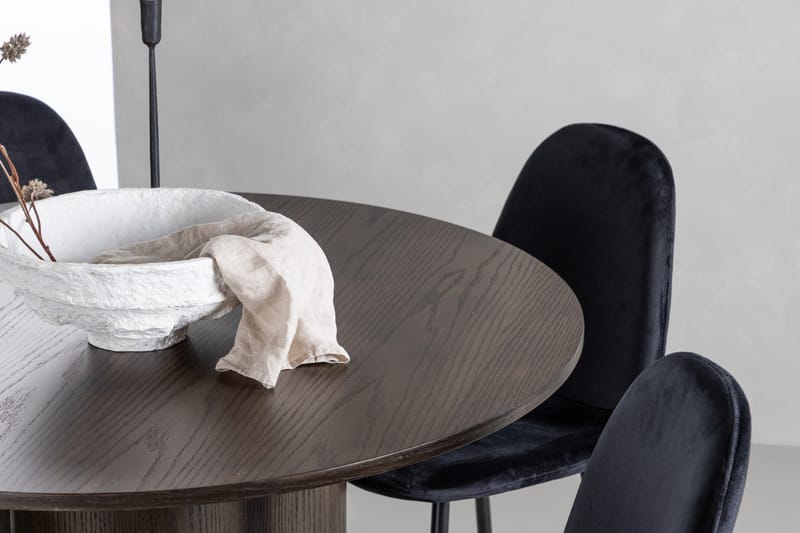 Olivia Spisebordssæt 110 cm Rund med 4 Polar Stole - Svart - Møbler - Borde - Spisebordssæt