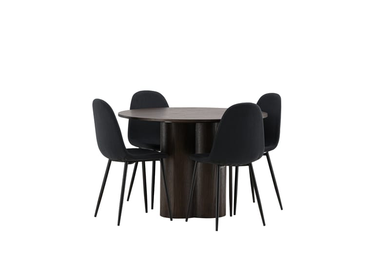 Olivia Spisebordssæt 110 cm Rund med 4 Polar Stole - Svart - Møbler - Borde - Spisebordssæt