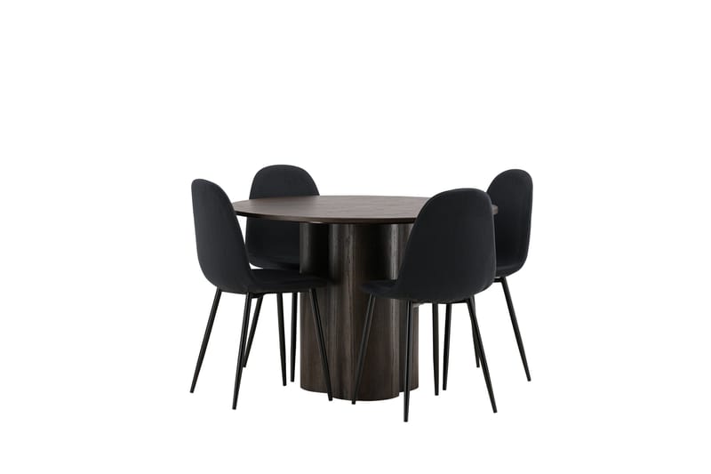 Olivia Spisebordssæt 110 cm Rund med 4 Polar Stole - Svart - Møbler - Borde - Spisebordssæt