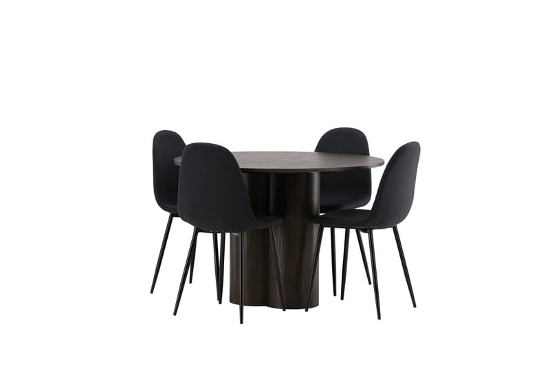 Olivia Spisebordssæt 110 cm Rund med 4 Polar Stole - Svart - Møbler - Borde - Spisebordssæt