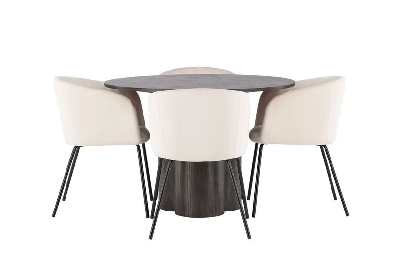 Olivia Spisegruppe 110 cm Rund med 4 Berit stole, Beige