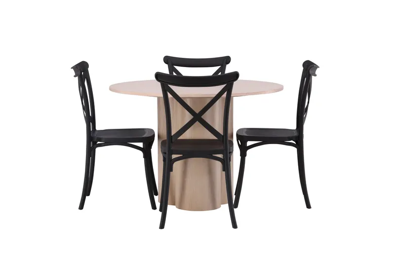 Olivia Spisegruppe 110 cm Rund med 4 Crosett stole, Whitewash