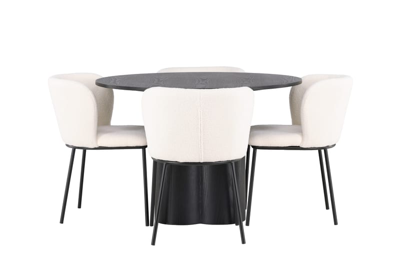 Olivia Spisegruppe 110 cm Rund med 4 Edina Stole - Sort - Møbler - Borde - Spisebordssæt
