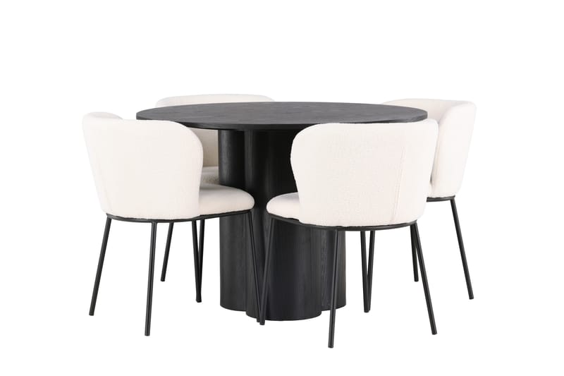 Olivia Spisegruppe 110 cm Rund med 4 Edina Stole - Sort - Møbler - Borde - Spisebordssæt