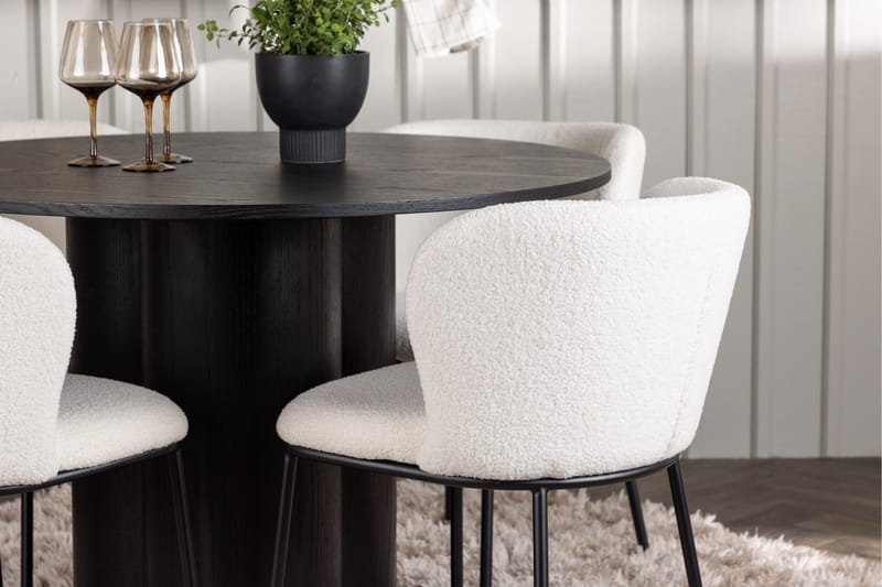 Olivia Spisegruppe 110 cm Rund med 4 Edina Stole - Sort - Møbler - Borde - Spisebordssæt