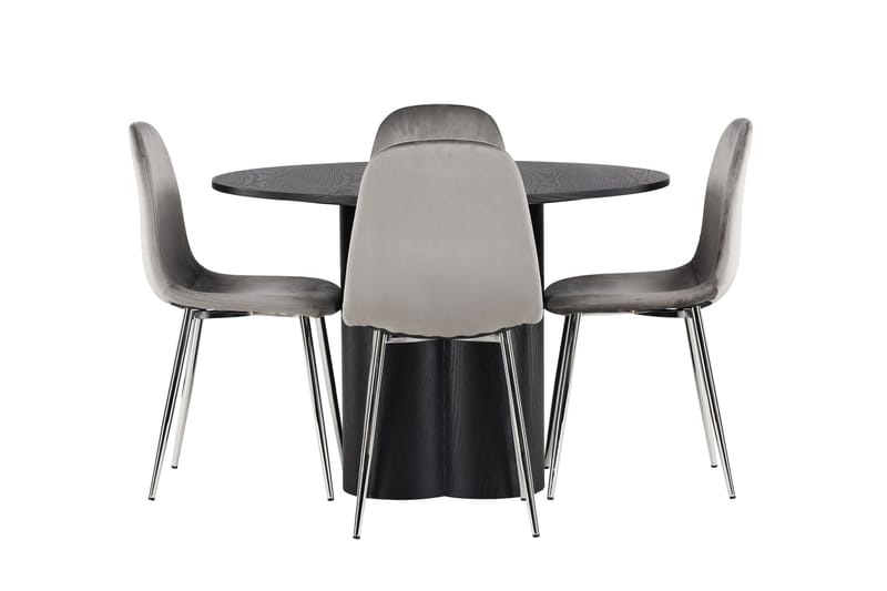 Olivia Spisegruppe 110 cm Rund med 4 Eva stole, Svart