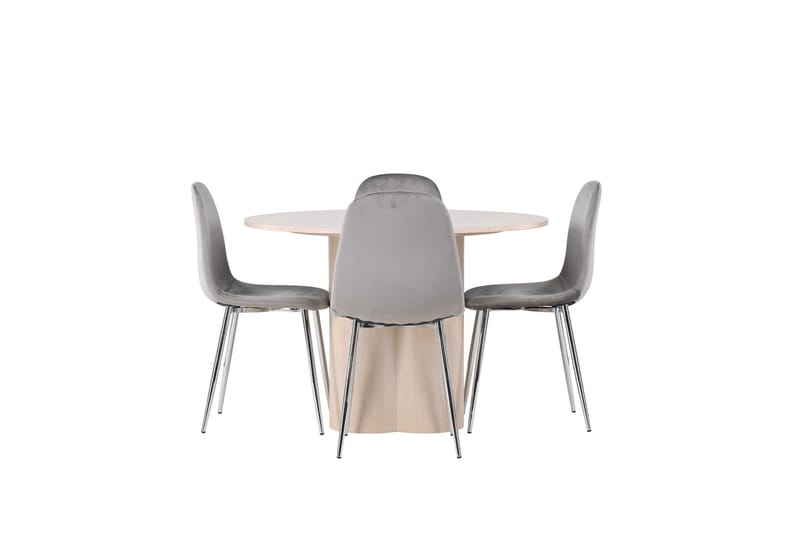 Olivia Spisegruppe 110 cm Rund med 4 Eva stole, Whitewash