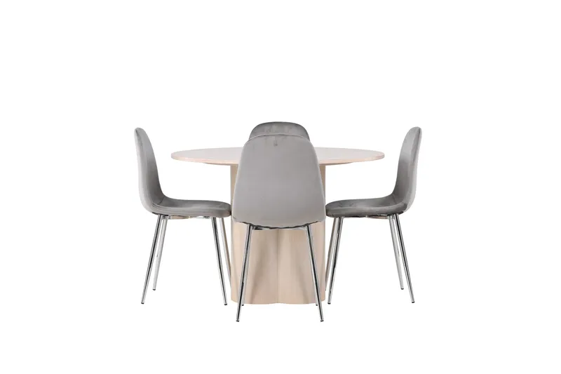 Olivia Spisegruppe 110 cm Rund med 4 Eva stole, Whitewash