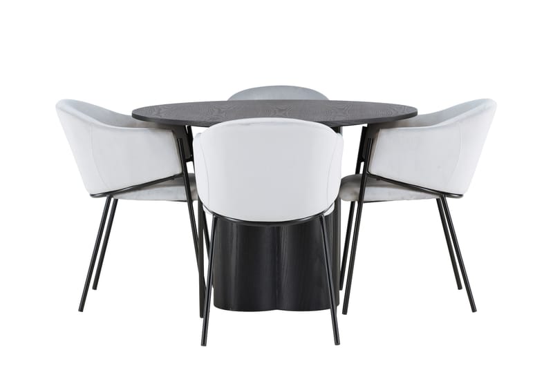 Olivia Spisegruppe 110 cm Rund med 4 Evelina stole, Svart