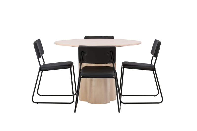 Olivia Spisegruppe 110 cm Rund med 4 Kenth Stole, Svart