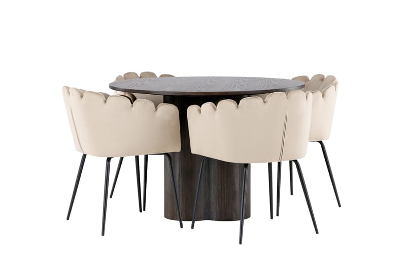 Olivia Spisegruppe 110 cm Rund med 4 Limhamn stole - Beige - Møbler - Borde - Spisebordssæt