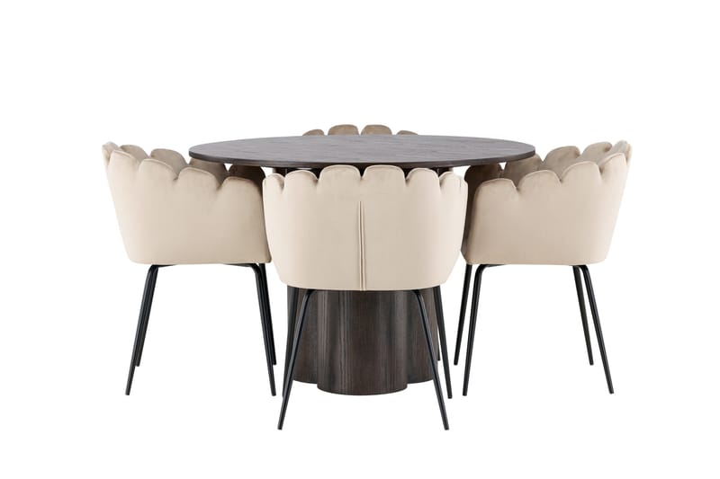 Olivia Spisegruppe 110 cm Rund med 4 Limhamn stole, Beige