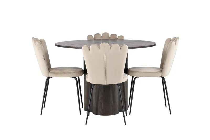 Olivia Spisegruppe 110 cm Rund med 4 Limhamn stole, Beige