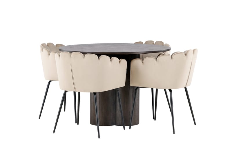 Olivia Spisegruppe 110 cm Rund med 4 Limhamn stole - Beige - Møbler - Borde - Spisebordssæt