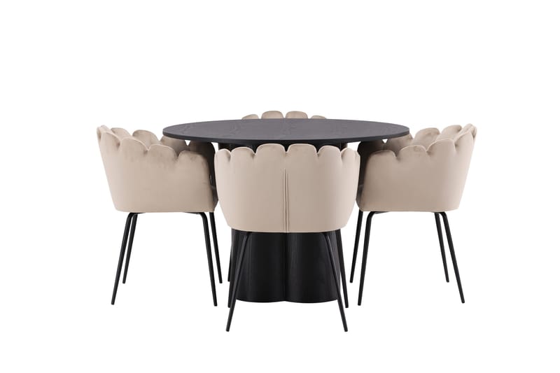 Olivia Spisegruppe 110 cm Rund med 4 Limhamn stole, Beige