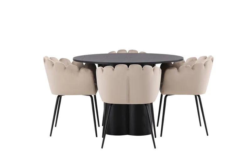 Olivia Spisegruppe 110 cm Rund med 4 Limhamn stole, Beige