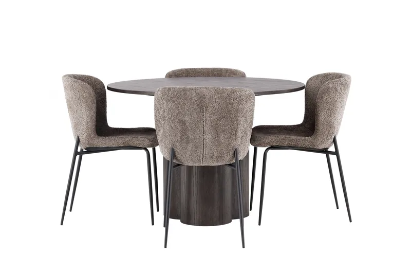 Olivia Spisegruppe 110 cm Rund med 4 Modesto stole, Beige