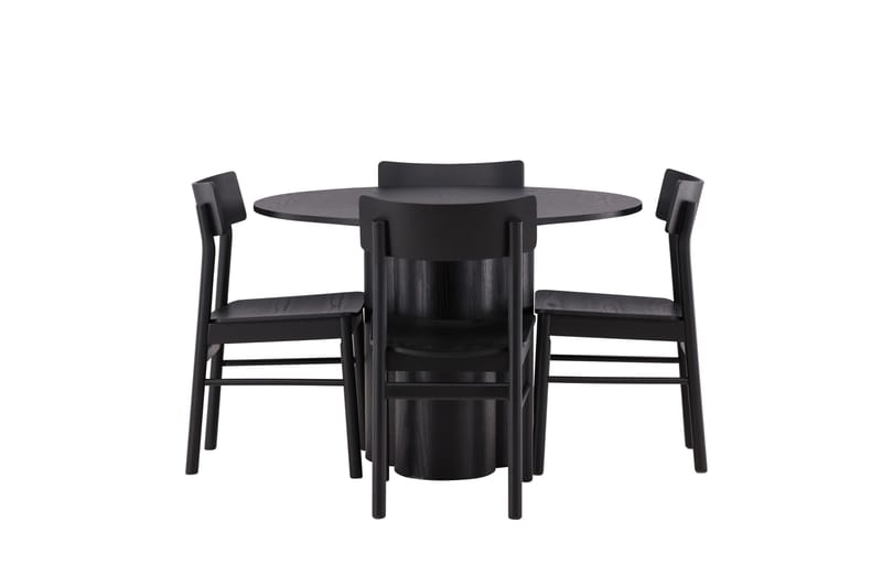 Olivia Spisegruppe 110 cm Rund med 4 Montros stole, Svart